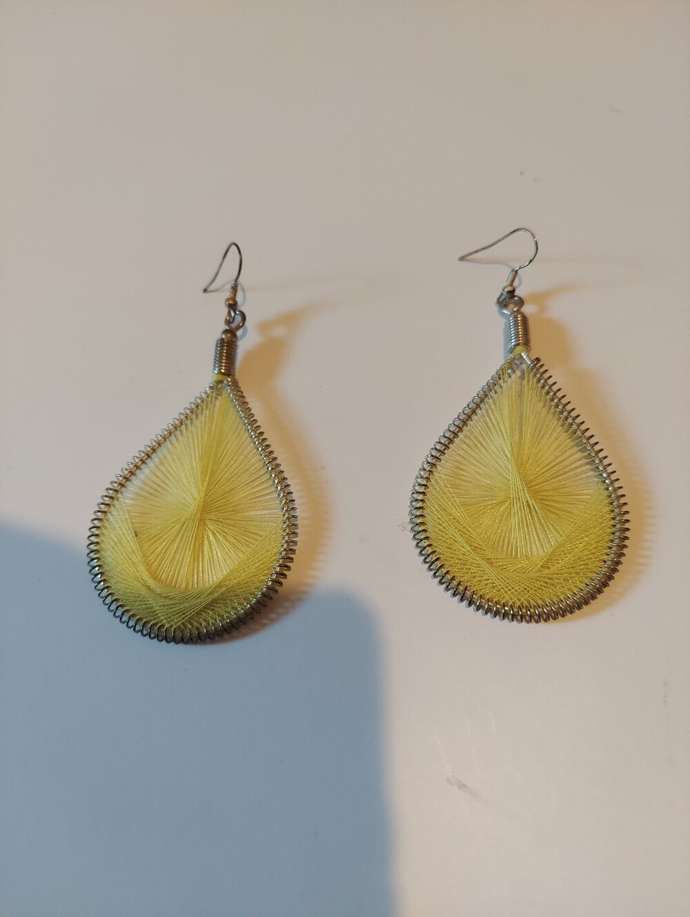 Yellow Teardrop Thread-Wrapped Drop Earrings - Lightweight Women Jewelry